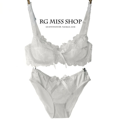 Female Ultra-Thin Sexy Lace Transparent Plus Size Bra & Panties Sets