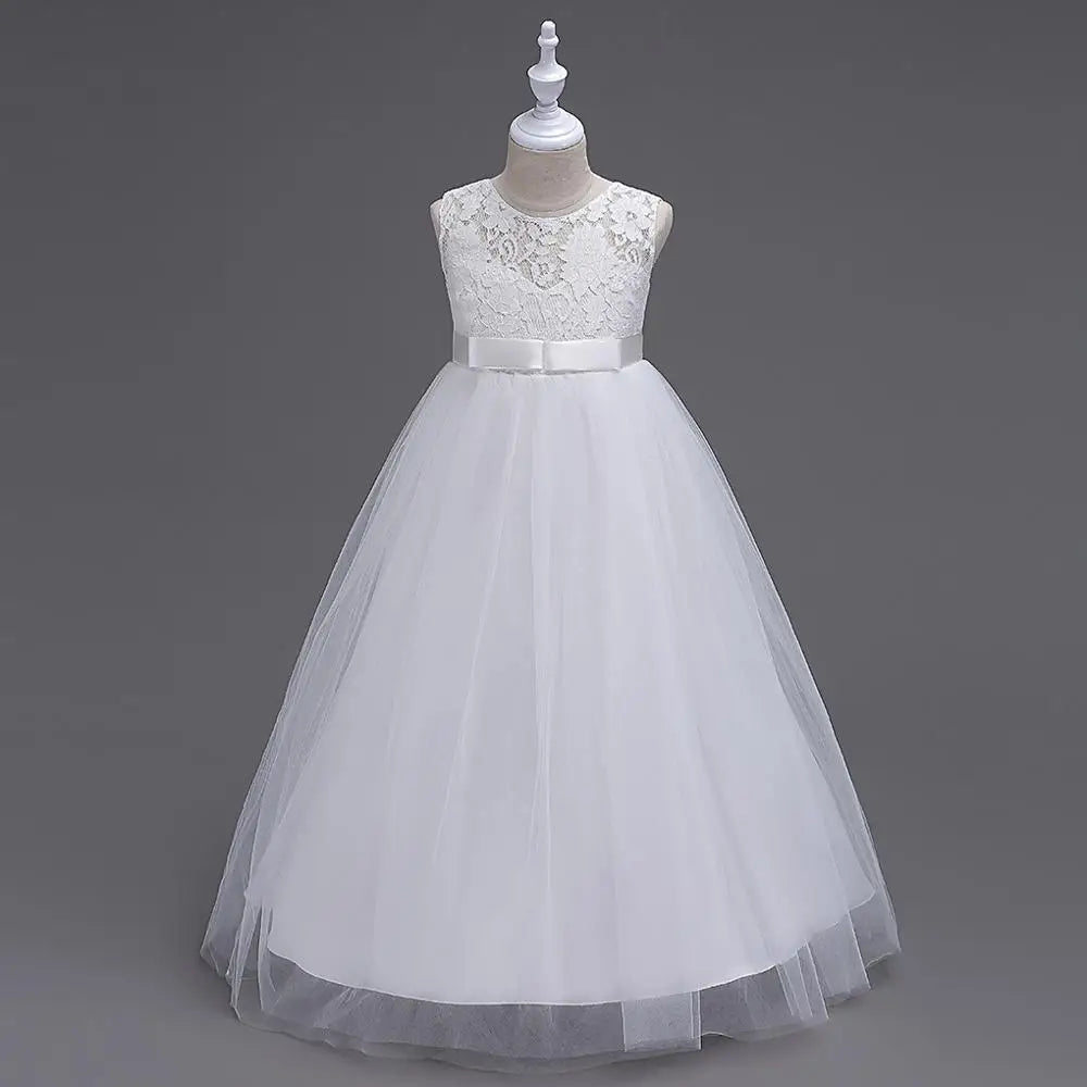 4-15 Year Teens Party Prom Dress Wedding Flower Girl Dress Kids Girls Elegant Princess Sleeveless Pageant Formal Long Dress