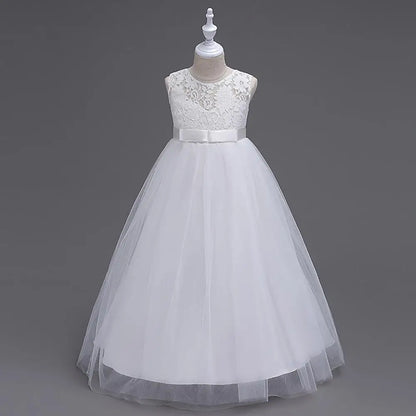 4-15 Year Teens Party Prom Dress Wedding Flower Girl Dress Kids Girls Elegant Princess Sleeveless Pageant Formal Long Dress