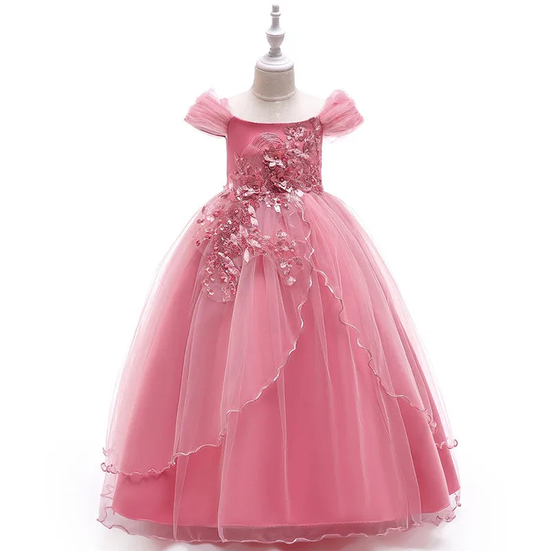 4-14 Years Kids Bridesmaid Dress For Girls Long Lace Wedding Prom Gown Flower Girl Party Dresses Children Formal Evening Clothes