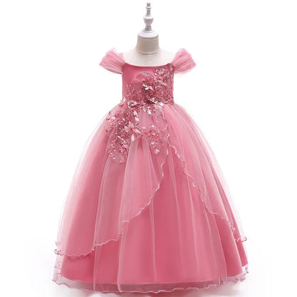 4-14 Years Kids Bridesmaid Dress For Girls Long Lace Wedding Prom Gown Flower Girl Party Dresses Children Formal Evening Clothes