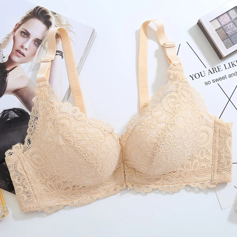 Front Buckle Bra Lady Adjustable Small Chest Gathering Underwear Women Beauty Back Luxury Red Bra No-rim