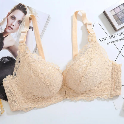 Front Buckle Bra Lady Adjustable Small Chest Gathering Underwear Women Beauty Back Luxury Red Bra No-rim