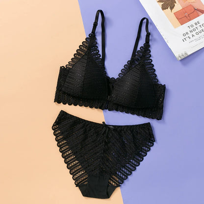Sexy Backless Bra And Panty Set Lace Front Closure Seamless Push Up Underwear Briefs Women Wireless Lingerie Sets