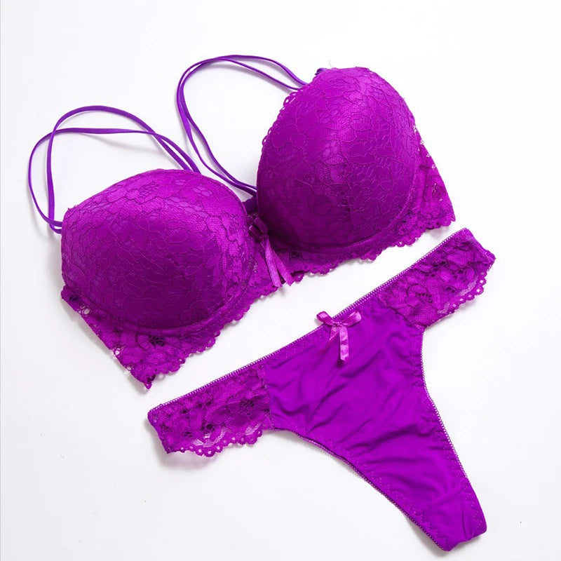 High quality Deep V Sexy  Push up Bra set Floral Embroidery Lace Women Underwear set Bra and Panties 34 36 38 40 42 BCD