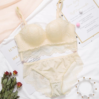 Ladies Underwear Suit Seamless underwear without steel bracket bra push up Massage palm cup Bra Set push up bra+set