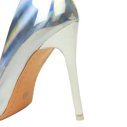 2026 Women 10.5cm High Heels Blue Green Valentine Pumps Luxury Glossy Stripper Stiletto Wedding Bridal Fetish Shoes Plus Size 43