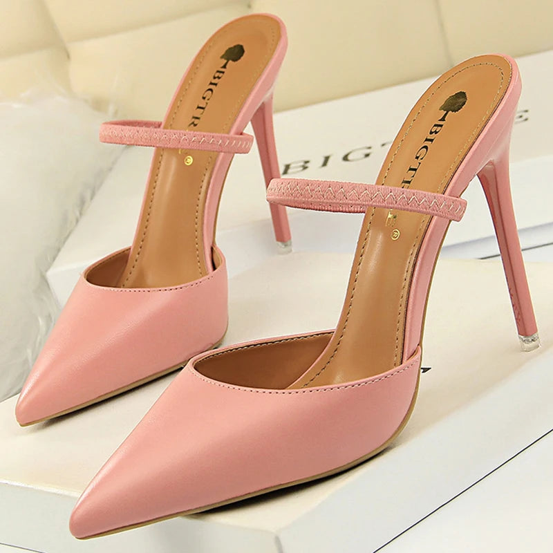 BIGTREE Shoes Sandals Women 2026 Summer High Heels Slippers Pu Heeled Sandals Stiletto Ladies Shoes Fashion Female Shoes Pumps