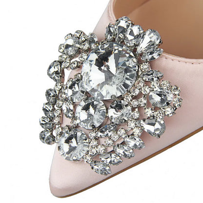 BIGTREE Women Heels Metal Rhinestones Woman Pumps Wedding Shoes High Heels Shoes Gold Silver Sexy Party Shoes Large size 42 43
