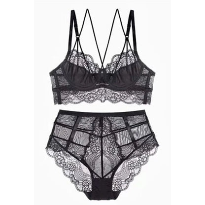 Classic Bandage Pink Bra Set Lingerie Push Up Brassiere Lace Underwear Set Sexy High-Waist Panties For Women underwear