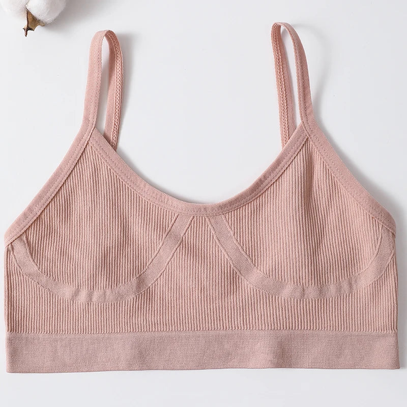 Women U-Neck Thin Strap Ribbed Wireless Bralette Push Up Bras Sport Seamless Underwear Without Pads Sexy Lingerie Crop Top M-XL