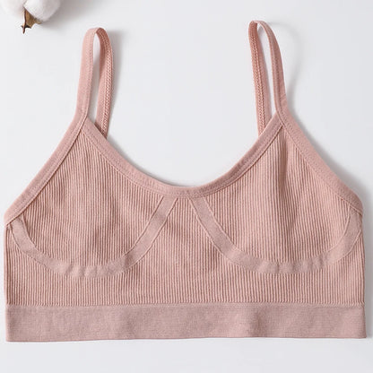 Women U-Neck Thin Strap Ribbed Wireless Bralette Push Up Bras Sport Seamless Underwear Without Pads Sexy Lingerie Crop Top M-XL