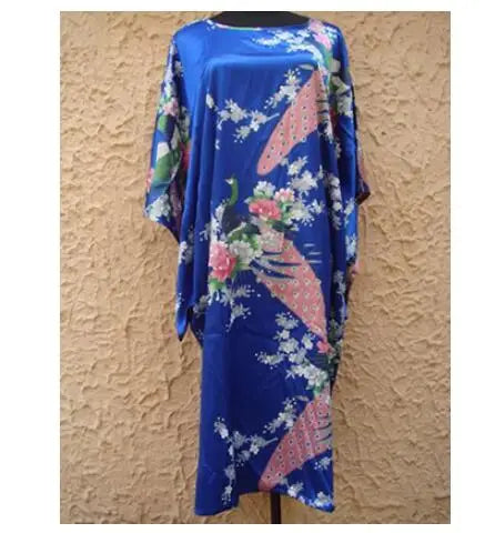 Sexy Female Silk Rayon Robe Bath Gown Nightgown Summer Casual Home Dress Printed Loose Sleepwear Plus Size Nightwear Bathrobe