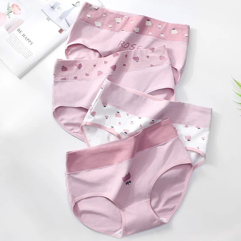 4Pcs Plus Size M-5XL Panties Women Cotton High Waist Slimming Underwear Seamless Girls Briefs Sexy Female Breathable Lingerie