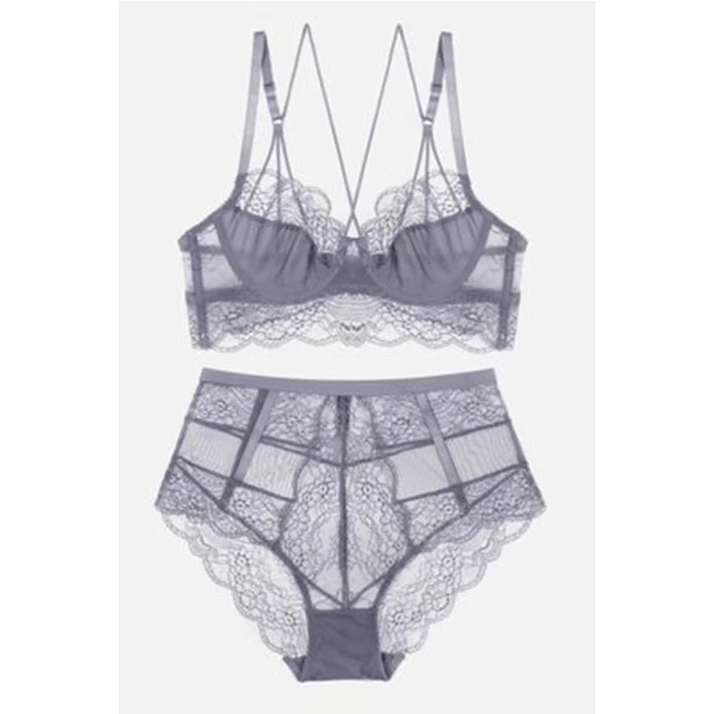 Classic Bandage Pink Bra Set Lingerie Push Up Brassiere Lace Underwear Set Sexy High-Waist Panties For Women underwear