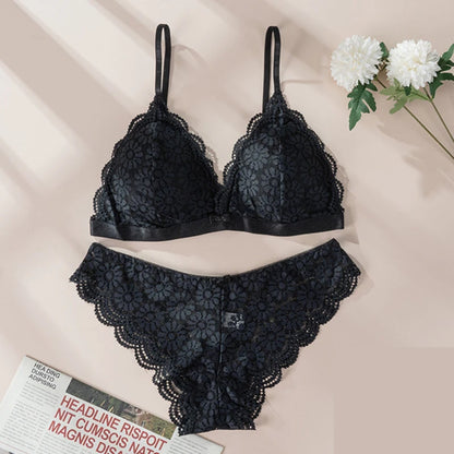 Lace Bra Sets Seamless Underwear Backless Vest Adjusted-straps Lingerie Floral Soft Comfortable Underwear Set