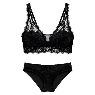 Fashion Sexy Bra set Women's push up Lace Underwear Panties Thin breathable bra set Jacquard Sexy Underwear