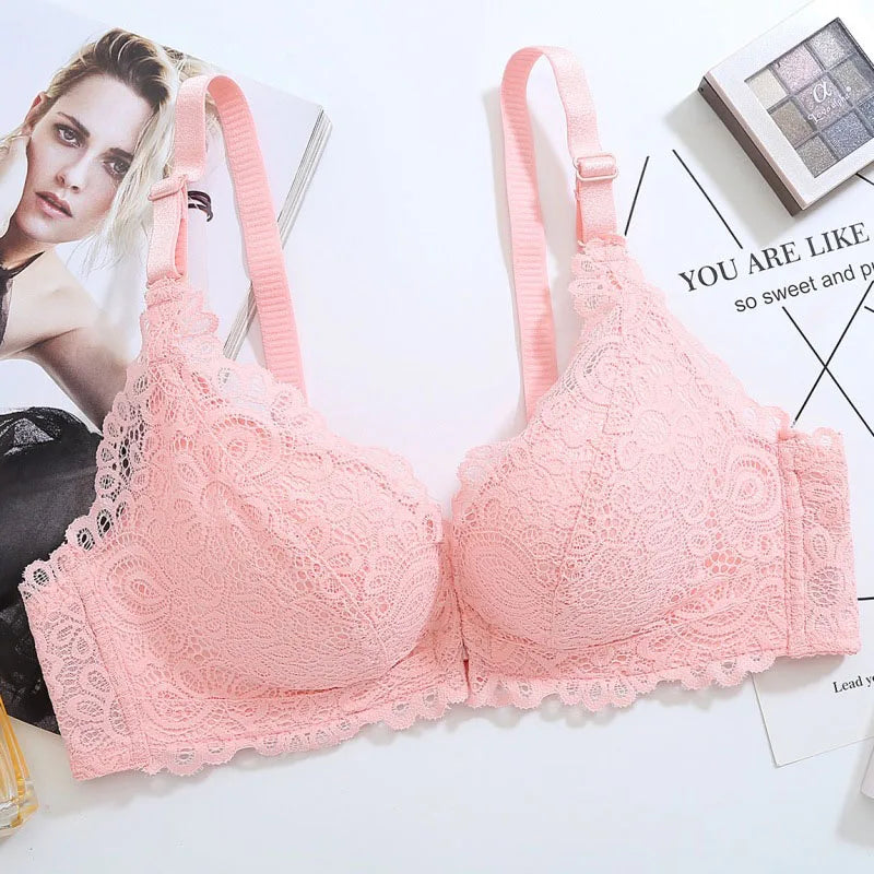 Front Buckle Bra Lady Adjustable Small Chest Gathering Underwear Women Beauty Back Luxury Red Bra No-rim