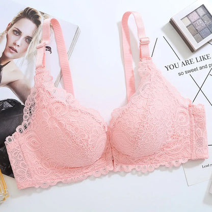 Front Buckle Bra Lady Adjustable Small Chest Gathering Underwear Women Beauty Back Luxury Red Bra No-rim
