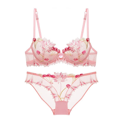 Sexy Lingerie Floral Lace Transparent Breathable Women's Underwear Bra Set for Women