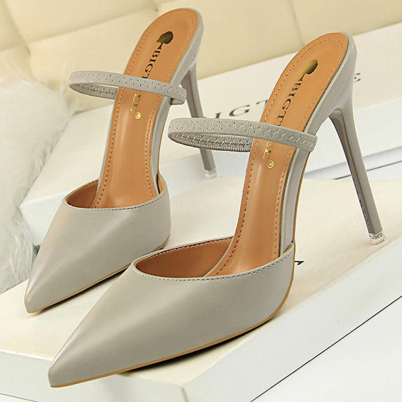 BIGTREE Shoes Sandals Women 2026 Summer High Heels Slippers Pu Heeled Sandals Stiletto Ladies Shoes Fashion Female Shoes Pumps