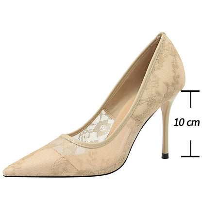 BIGTREE Shoes Mesh Hollow Lace Woman Pumps 2026 Spring Women Heels Sexy Party Shoes Thin Stiletto Heels Women Shoes 6 Colour