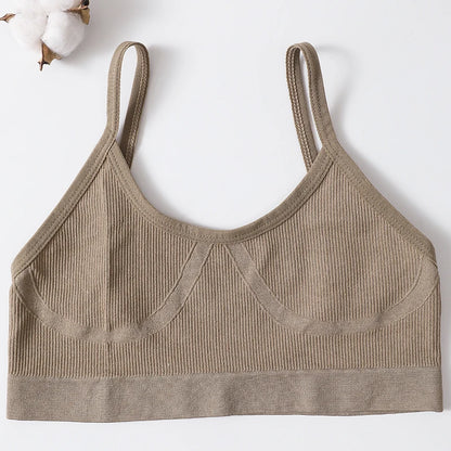 Women U-Neck Thin Strap Ribbed Wireless Bralette Push Up Bras Sport Seamless Underwear Without Pads Sexy Lingerie Crop Top M-XL