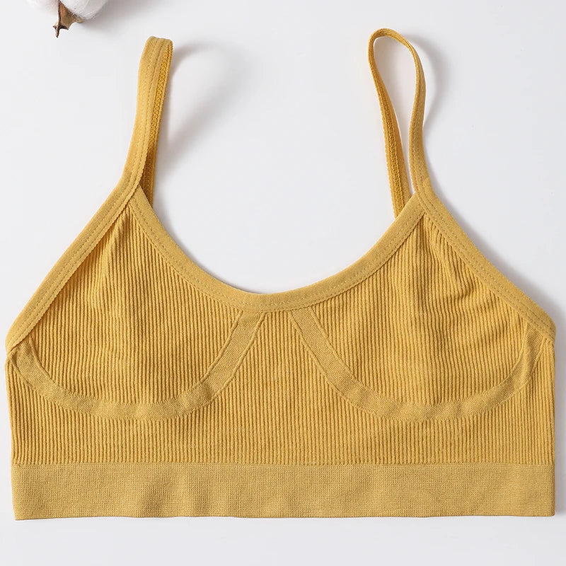 Women U-Neck Thin Strap Ribbed Wireless Bralette Push Up Bras Sport Seamless Underwear Without Pads Sexy Lingerie Crop Top M-XL