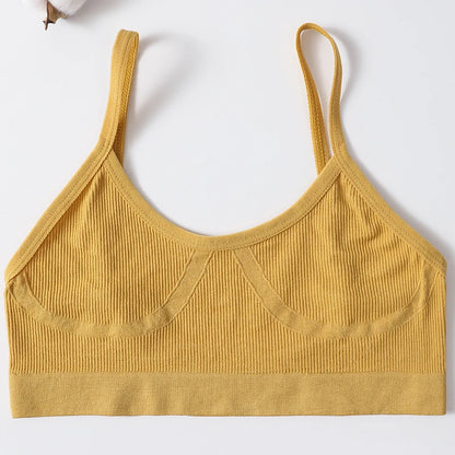 Women U-Neck Thin Strap Ribbed Wireless Bralette Push Up Bras Sport Seamless Underwear Without Pads Sexy Lingerie Crop Top M-XL