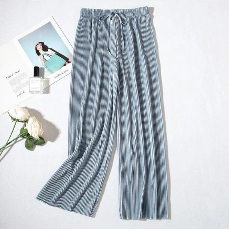 2025 New Women's Summer Thin High-waist Korean Style Non-iron Pleated Straight Leg Solid Loose Drape Wide-leg Pants Dropshipping