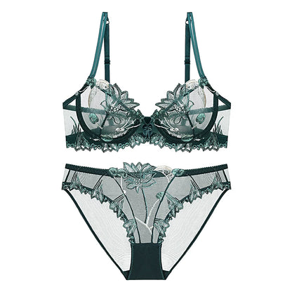 Sexy Lingerie Floral Lace Transparent Breathable Women's Underwear Bra Set for Women