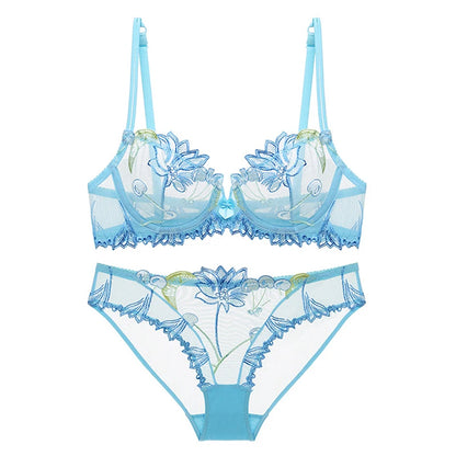 Sexy Lingerie Floral Lace Transparent Breathable Women's Underwear Bra Set for Women