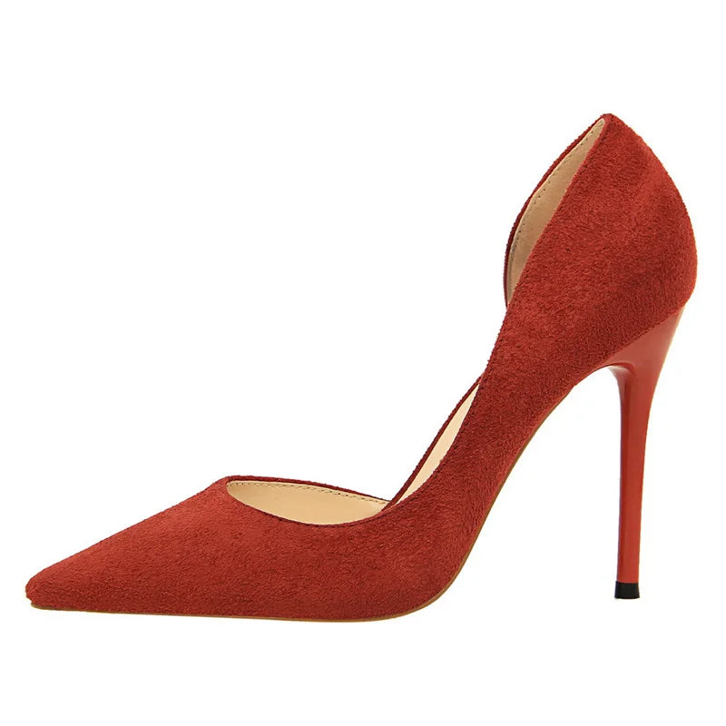 BIGTREE Shoes Pointed Toe Woman Pumps Stiletto High Heels Suede Women Shoes Sexy Women Heels Wedding Shoes Female Heels 10.5cm