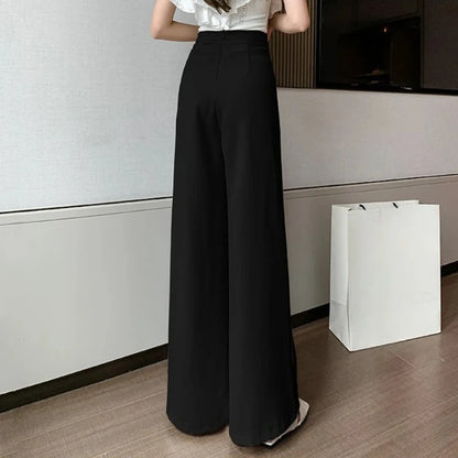 Fluid Work Cooling Buttons Pants for Women Autumn Casual Classic Aesthetic Trends 2025 Original Outfits 90s G Xxl Woman Trousers