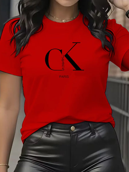 Summer luxury brand fashion cartoon letter print crew collar clothing short sleeve T-shirt trend women's summer Y2K top
