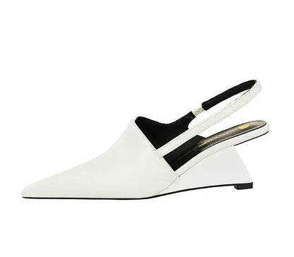 Wedge Strange Style High Heels Women Sexy Pointy Toe Backstrap Sandals Covered Head Design Party Dress Mules Shoes Women Pumps