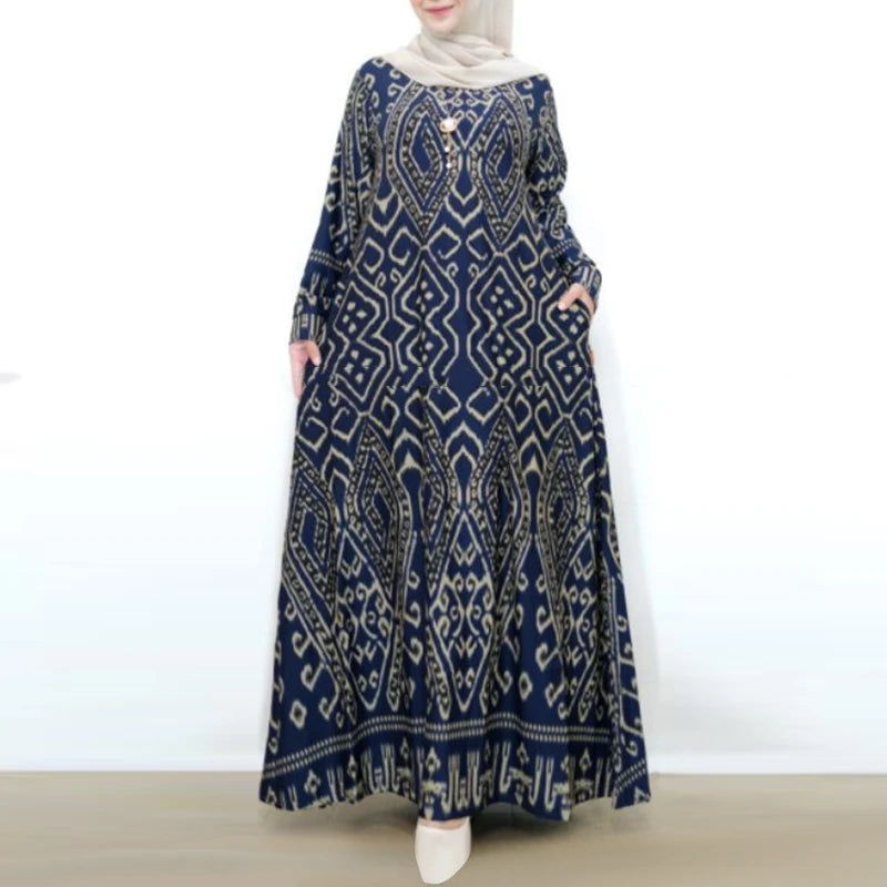 ZANZEA Women Vintage Floral Printed Sundress Spring Long Sleeve Muslim Abaya Maxi Long Dress Turkey Hijab Vestido Robe Femme