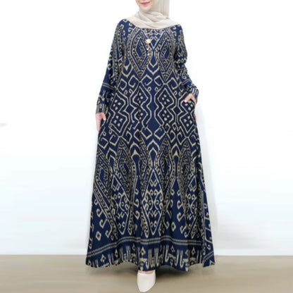 ZANZEA Women Vintage Floral Printed Sundress Spring Long Sleeve Muslim Abaya Maxi Long Dress Turkey Hijab Vestido Robe Femme