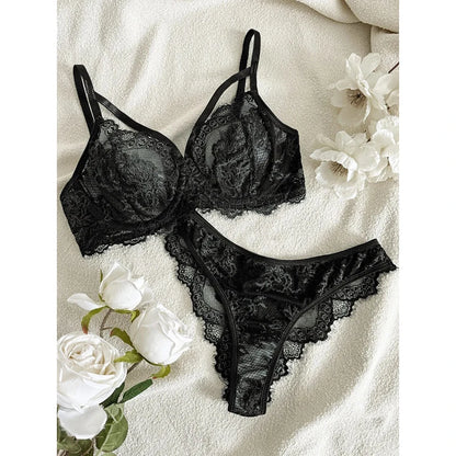 Women's Lingerie & Underwear， Eyelash Sxy Fancy Lace Strapping Underwire Bra &  Brazilian Panties ， Sexy Style