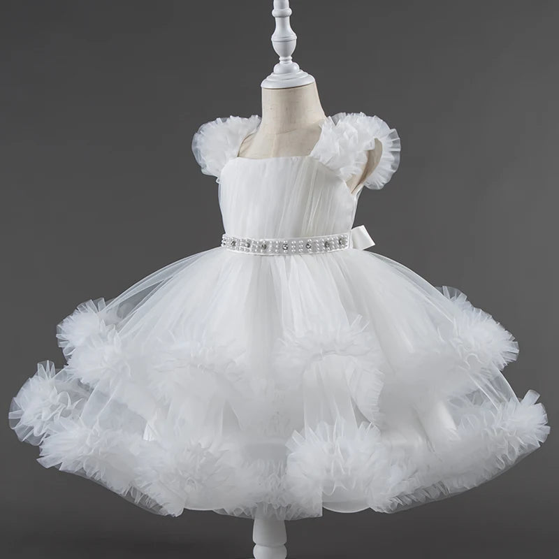 Baby Dress 0-5 Years Old Birthday Party Wedding Sleeveless Mesh Fluffy Cute Girl Princess Dress
