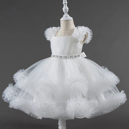 Baby Dress 0-5 Years Old Birthday Party Wedding Sleeveless Mesh Fluffy Cute Girl Princess Dress