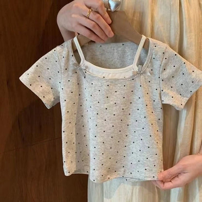 Girls Cute Polka Dot T-Shirt Summer Casual Short Sleeve Top for Baby Toddler Girls Stylish Kids Clothing New Arrival