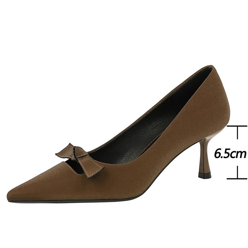 BIGTREE Shoes Fashion Women Pumps Bowknot Design Kitten Heels Ladies Shoes Stiletto 6.5 CM Luxury Banquet Shoes Women Heels 2026