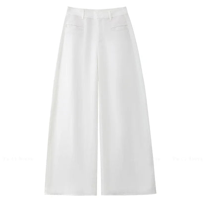 Summer 2026 New Style Women's Linen Wide Leg Suit Pants Thin Ice Silk Sun Protection High Waist Casual Straight Floor