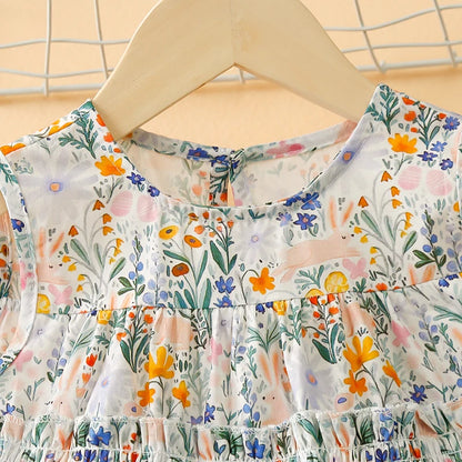 Sweet Girls Summer Floral Fairy Dress Children's Vest Cotton Skirt Suspender Dresses Soft Skin-friendly 1-7 Y Kids' Clothing