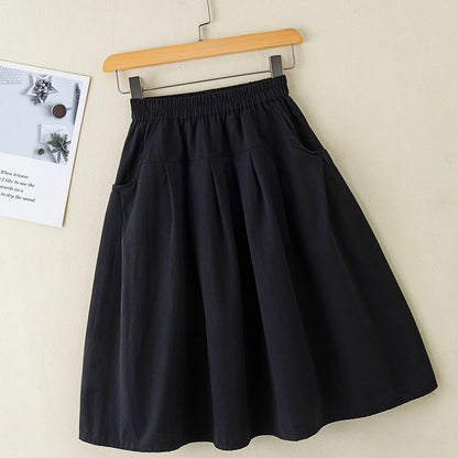 Preppy Style Over The Knee Pleated Skirt for Tween Girls Knee Length Schoolgirl Skirt Spring Autumn Seasonal Casual Wear