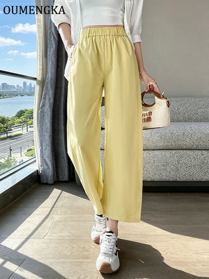 Women Cotton Linen Casual Pants 2026 Summer New High Waist Pleated Wide Leg Ankle Chic  Pants Easy Wear Quality  Trousers
