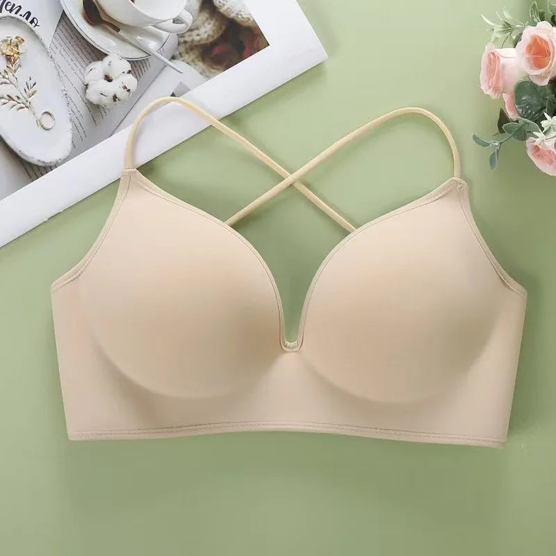 Japanese Style Seamless Push Up Bra Comfort Wireless Underwear Women's No Steel Ring Bralette 3/4 Cup Glossy Bra Female Lingerie