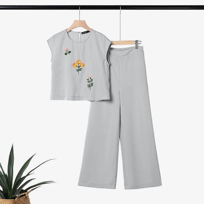 ZANZEA Fashion Summer Outfits O Neck Short Sleeve Floral Blouse Wide Leg Pant Sets Women 2 Pieces Sets Tracksuit Matching Sets