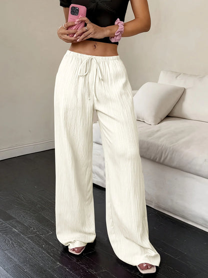 Bohemian Pleated Wide-Leg Pants Women's High-Waist Loose Pants